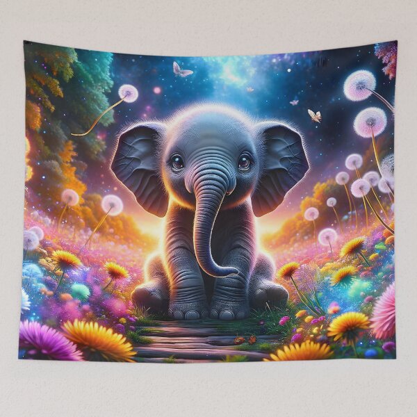 Item preview, Baby Elephant Gloomy Fantasy Landscape designed and sold by PuzzledBean.