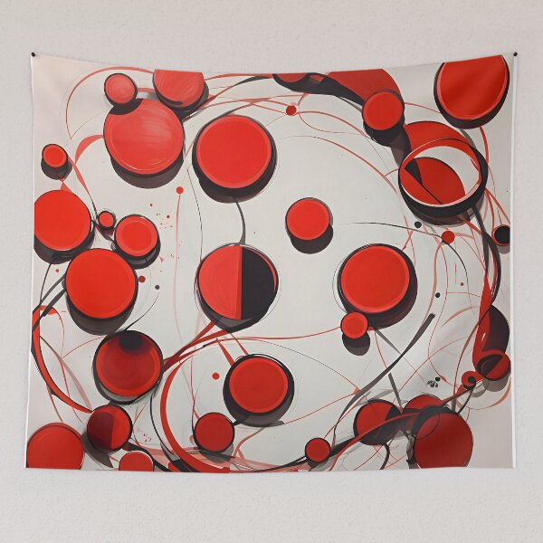 Item preview, A red circles and lines on a white surface designed and sold by johndesign88.