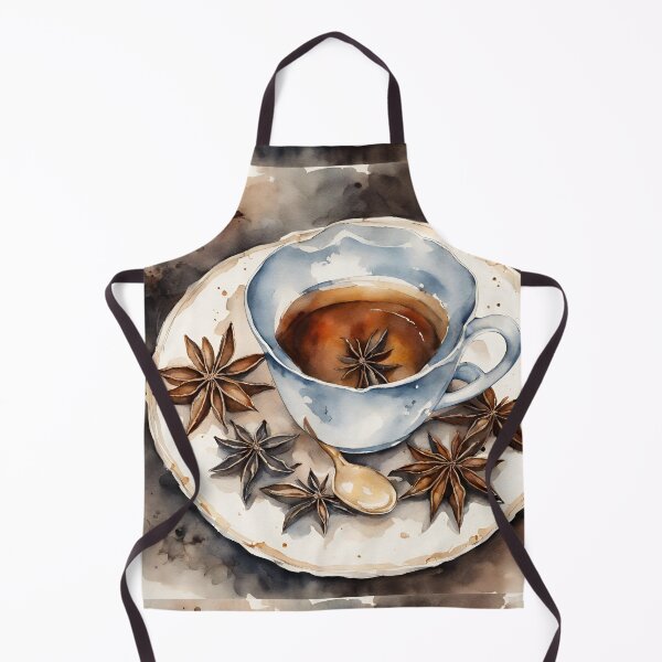 Item preview, Tea cup with anise in natural tones in watercolor designed and sold by kreativeadern.