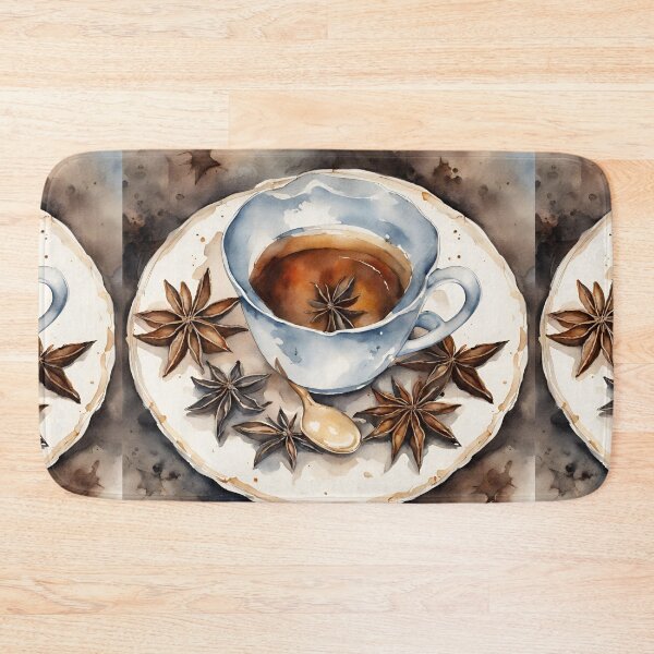Item preview, Tea cup with anise in natural tones in watercolor designed and sold by kreativeadern.