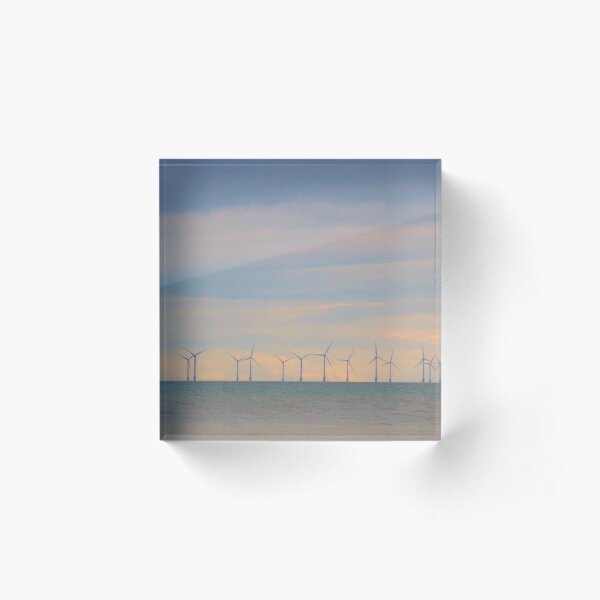 Wind turbines in salmon skies Acrylic Block