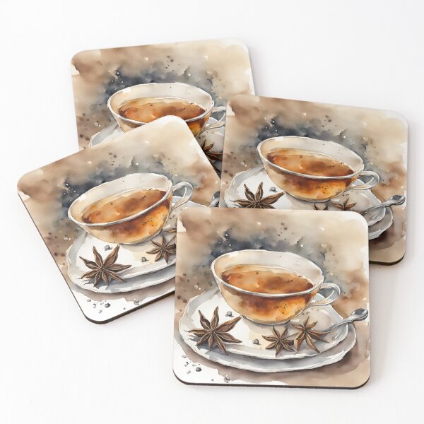 Item preview, Filigree tea cup with aniseed in natural tones in watercolor designed and sold by kreativeadern.