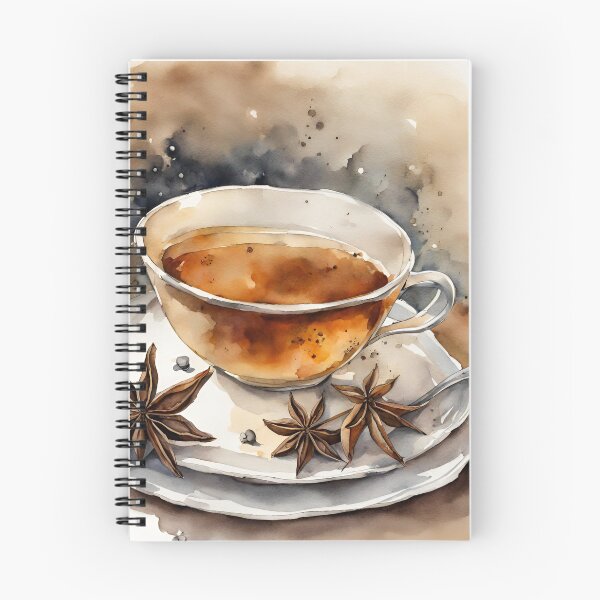 Item preview, Filigree tea cup with aniseed in natural tones in watercolor designed and sold by kreativeadern.