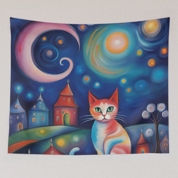 Item preview, The cat prowls in the night in the middle of the city designed and sold by mylittlewindow.