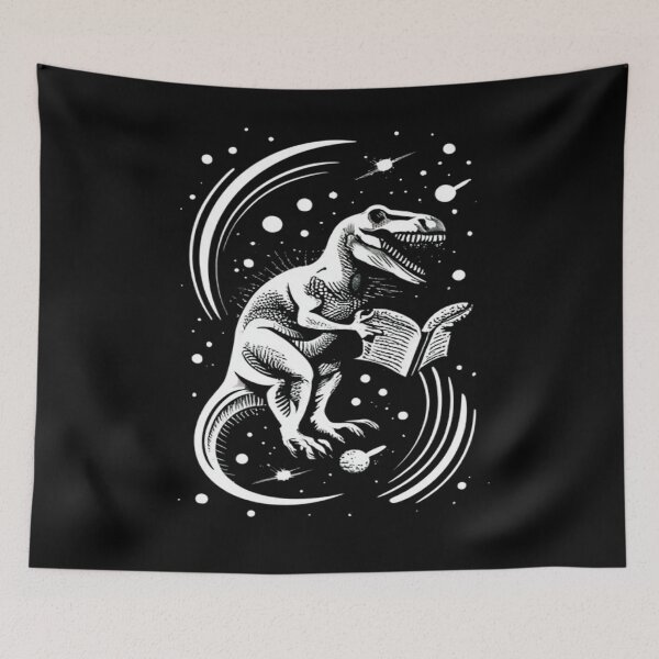 Item preview, dinosaur black and white Reading Books In Space designed and sold by UrbanGraphixs.