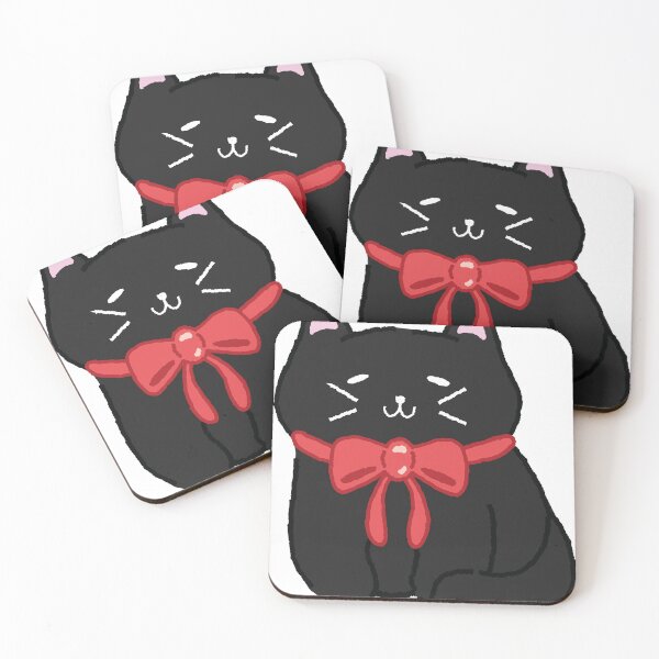 Item preview, Cute Black Cat with Red Bow designed and sold by karyzasart.