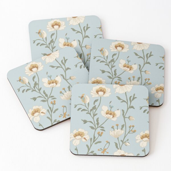 Item preview, Delicate Retro Floral Pattern in Pale Blue designed and sold by SamJanner.