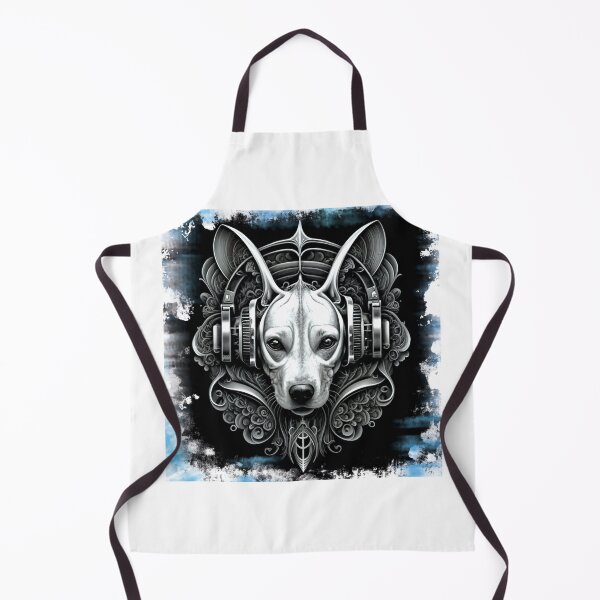 Item preview, Dog. Dog DJ. Cyberpunk. Monochrome colors. Black and white. Dog with headphones. designed and sold by MagelliShop.