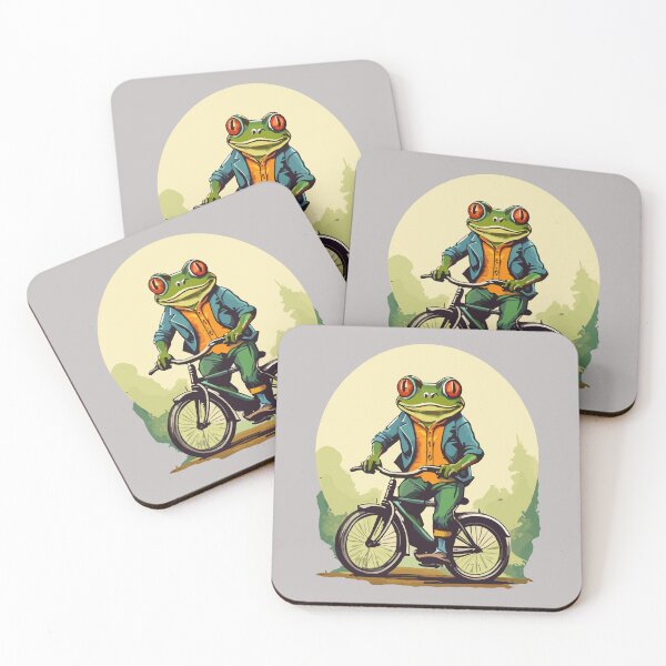 Item preview, Frog with vintage style riding a bike, funny amphibian designed and sold by davidbomel-Art.