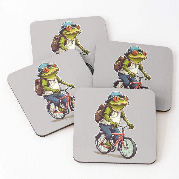 Item preview, Frog with vintage style riding a bike, funny amphibian designed and sold by davidbomel-Art.