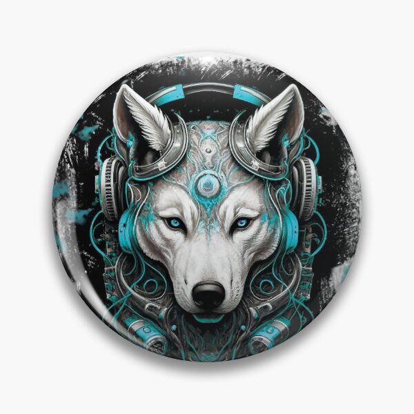 Item preview, Dog. Dog DJ. Cyberpunk. Monochrome colors. Black and white. Dog with headphones. designed and sold by MagelliShop.