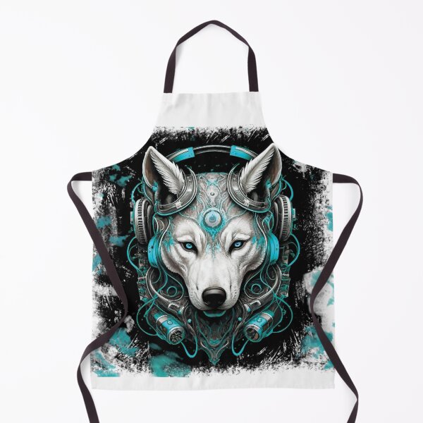 Item preview, Dog. Dog DJ. Cyberpunk. Monochrome colors. Black and white. Dog with headphones. designed and sold by MagelliShop.