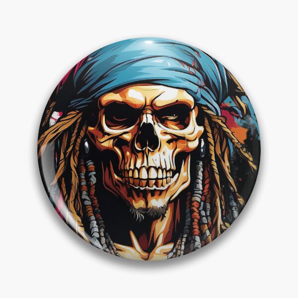 Item preview, Vivid Pirate Buccaneer: Skull Bandana and Beaded Dreadlocks designed and sold by ArtComixHaven.