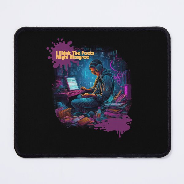Item preview, "I Think The Poets Might Disagree" - Cyberpunk Writer Vector Shirt with Futuristic Holographic Quill designed and sold by zax454.
