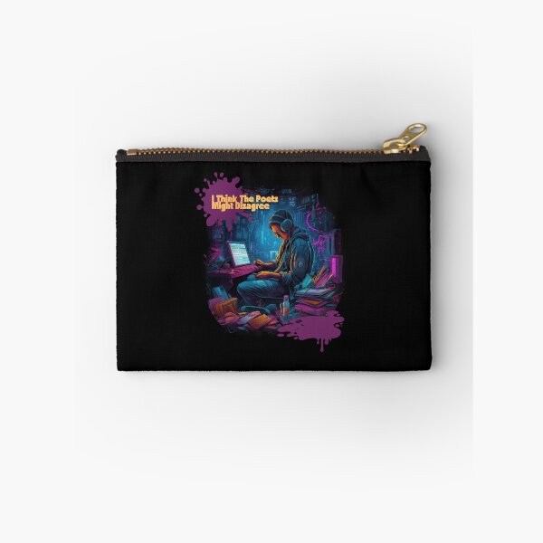 Item preview, "I Think The Poets Might Disagree" - Cyberpunk Writer Vector Shirt with Futuristic Holographic Quill designed and sold by zax454.