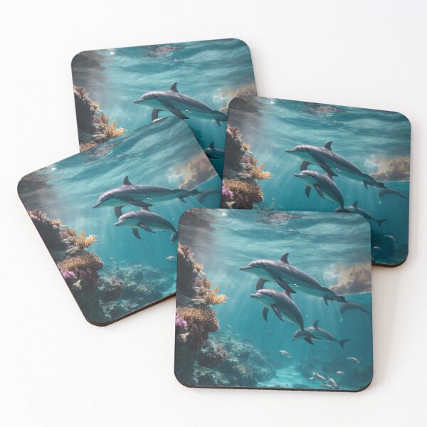 Item preview, Playful Dolphins in Bioluminescent Waters designed and sold by Enchanting Art Vista.