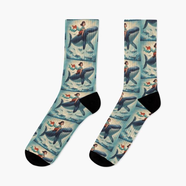 Item preview, A Girl Riding Whale in the Sky  designed and sold by BotunPeony.