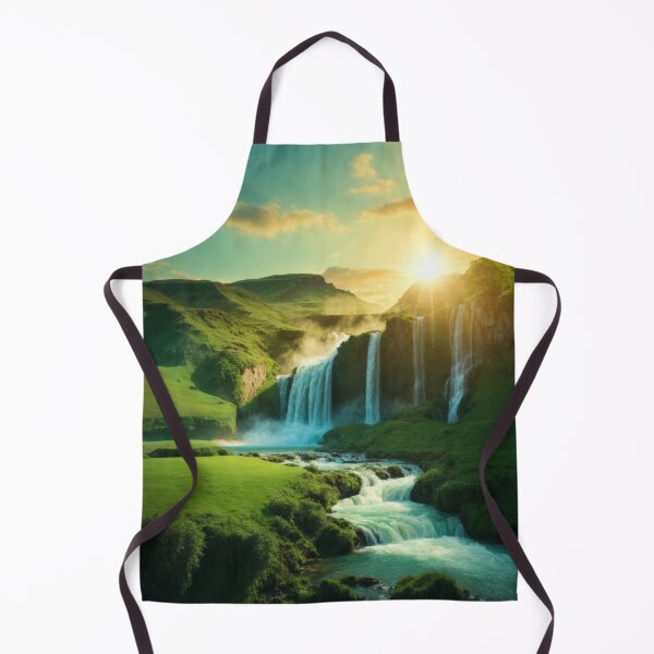 Item preview, Tranquil Waterfall in Green Plains designed and sold by Enchanting Art Vista.