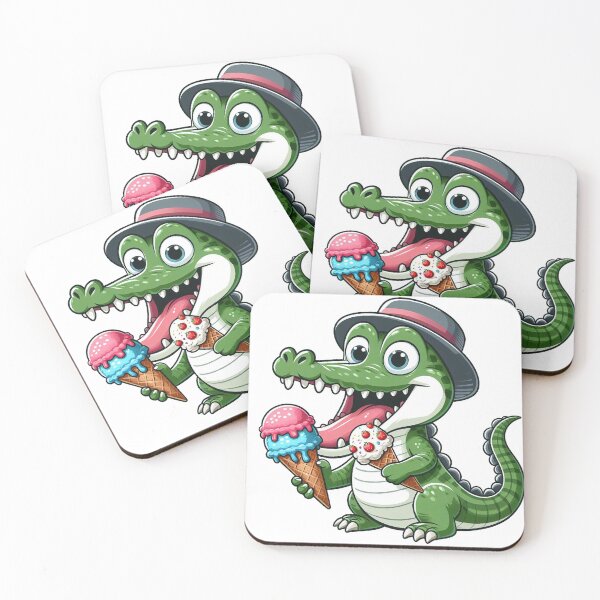 Item preview, cartoon funny Crocodile with icecream/ aligator with icecream designed and sold by Kr1tos.