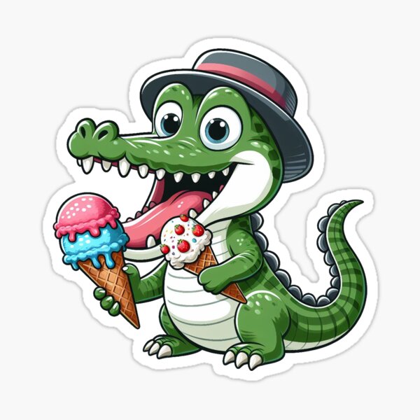 Artikel-Vorschau von Cartoon lustiges Krokodil mit Eis/Aligator mit Eis, designt und verkauft von Kr1tos.