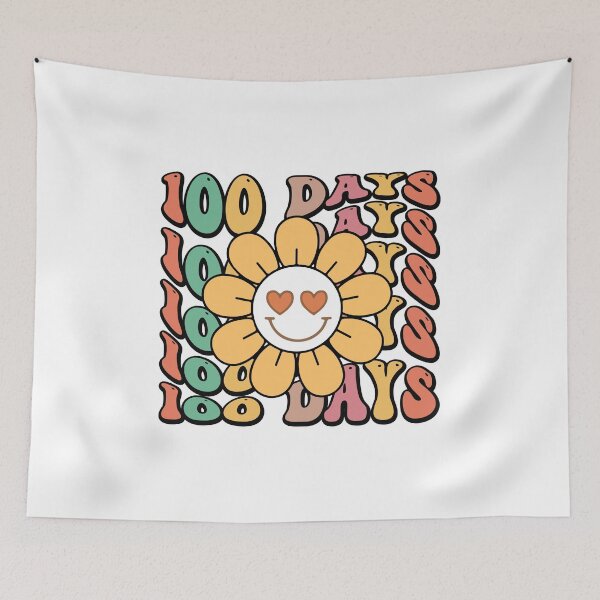 Item preview, 100 Days Stacked - 100 Days Of School Retro Vintage Flower  designed and sold by Smix Pixels.