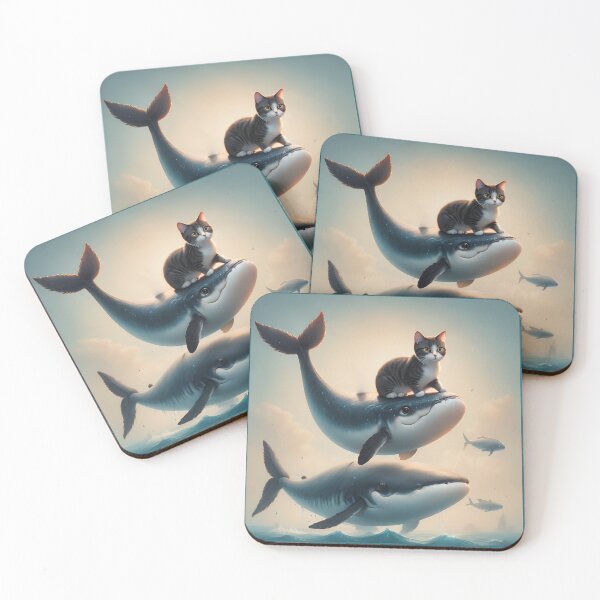 Item preview, A Cat Riding Whale in the Sky  designed and sold by BotunPeony.