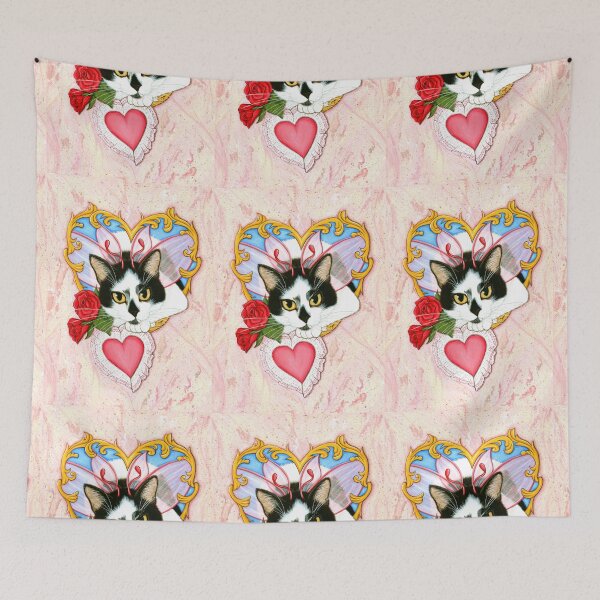 Item preview, My Feline Valentine Tuxedo Cat Roses designed and sold by tigerpixie.