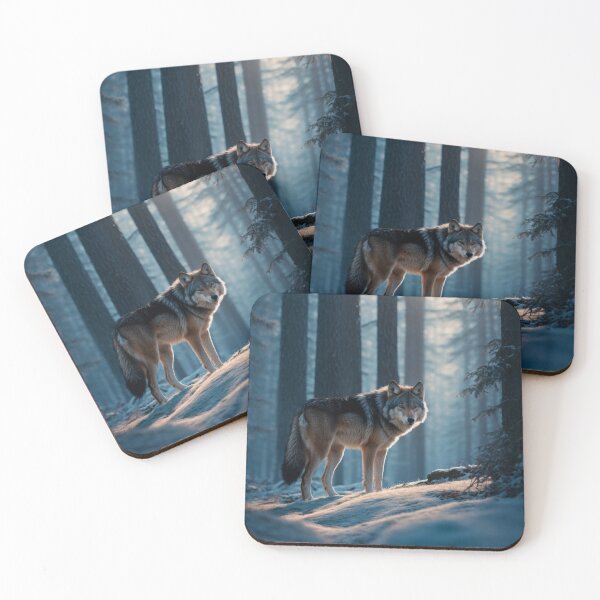 Item preview, Mystical Wolf in Moonlit Forest designed and sold by Enchanting Art Vista.