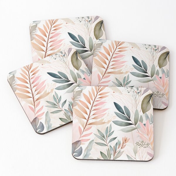 Item preview, Mid Century Botanical Retro Geometric Leaves  Florals  Peach Olive Green  designed and sold by Prints and Lifestyle.