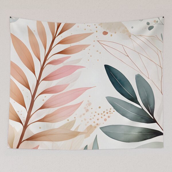 Item preview, Mid Century Botanical Retro Geometric Leaves  Florals  Peach Olive Green  designed and sold by Prints and Lifestyle.