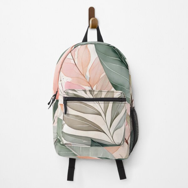 Item preview, Mid Century Botanical Retro Geometric Leaves Florals Peach, Green designed and sold by Prints and Lifestyle.
