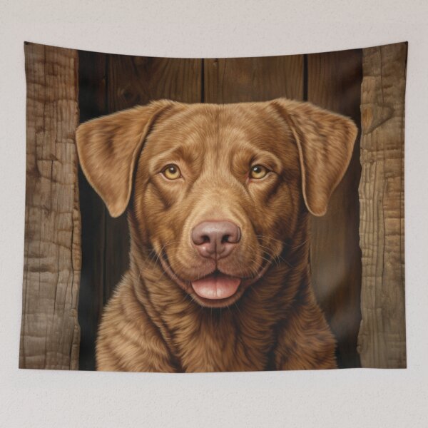 Item preview, Chesapeake Bay Retriever Dog Painting in Vintage Retro Style designed and sold by retriever-dogs.