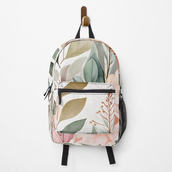 Item preview, Mid Century Botanical Retro Geometric Leaves Florals Peach, Green designed and sold by Prints and Lifestyle.