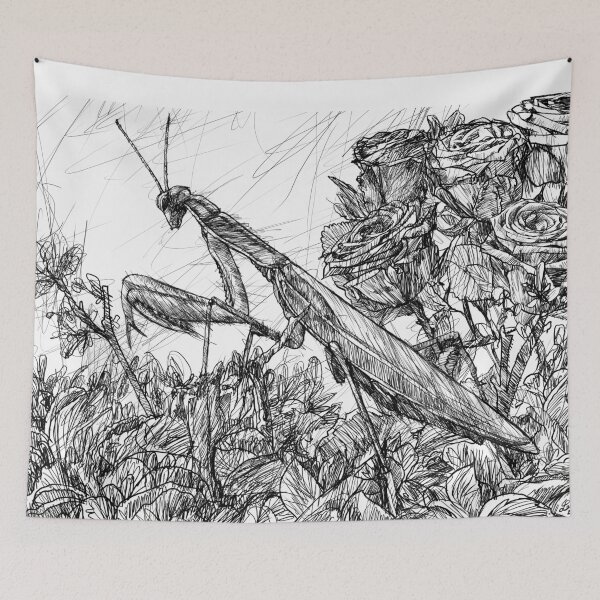Item preview, PRAYING MANTIS ink painting.1 designed and sold by lautir.