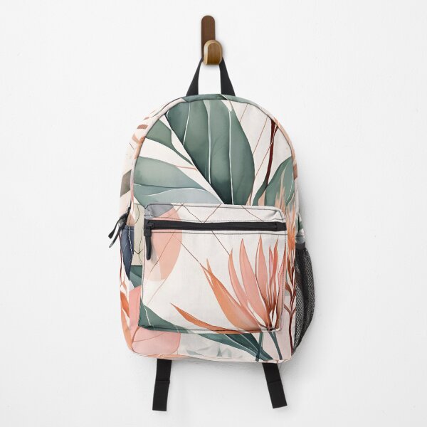 Item preview, Mid Century Botanical Retro Geometric Leaves Florals Peach, Green designed and sold by Prints and Lifestyle.