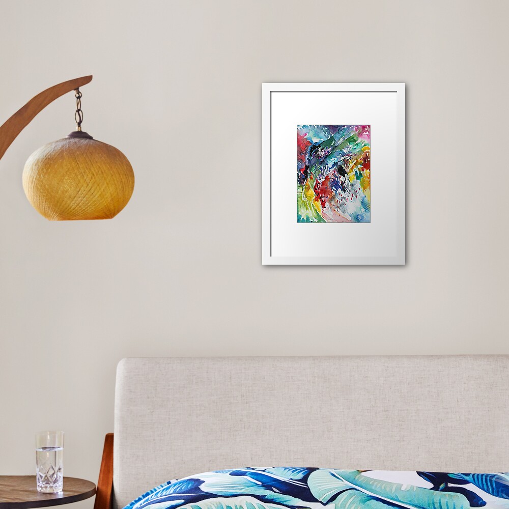 Rainbow landscape - Original abstract watercolour by Francesca Whetnall Framed Art Print