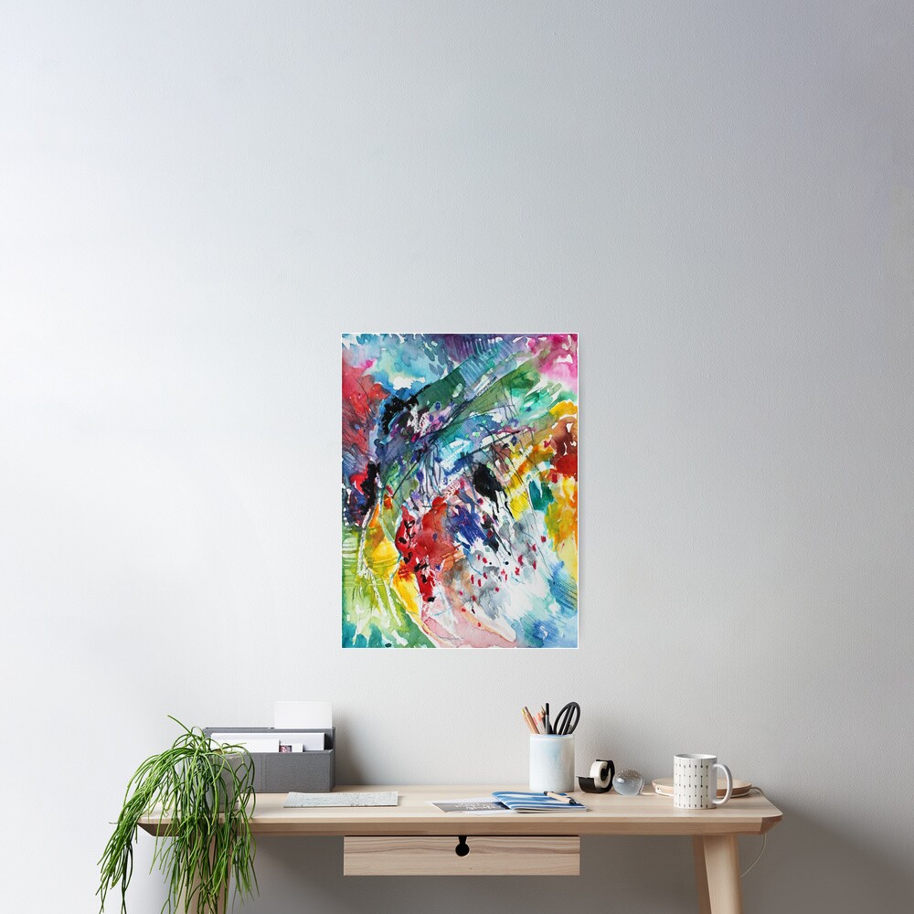Rainbow landscape - Original abstract watercolour by Francesca Whetnall Poster