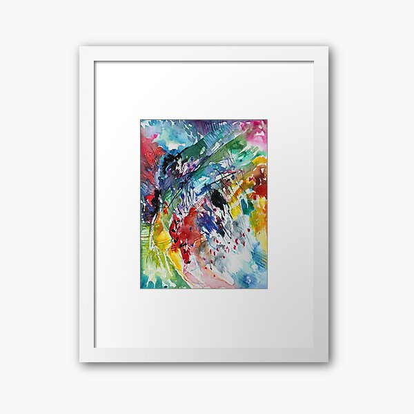 Rainbow landscape - Original abstract watercolour by Francesca Whetnall Framed Art Print