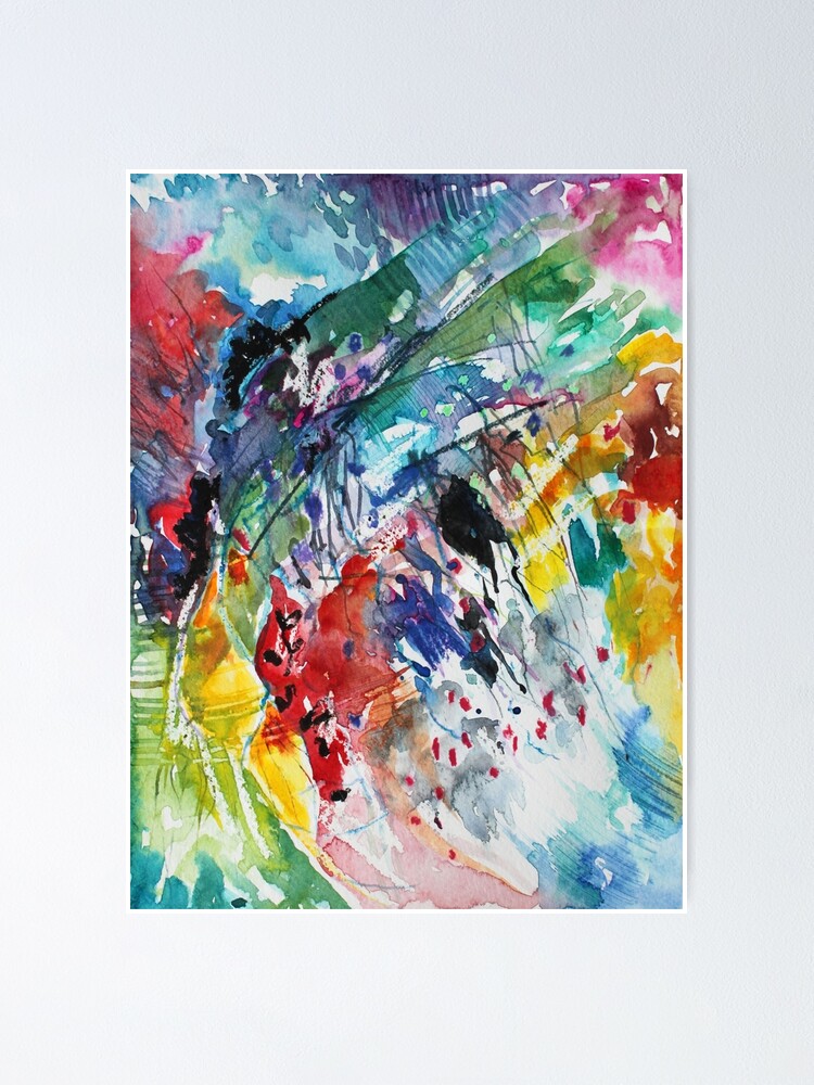 Alternate view of Rainbow landscape - Original abstract watercolour by Francesca Whetnall Poster