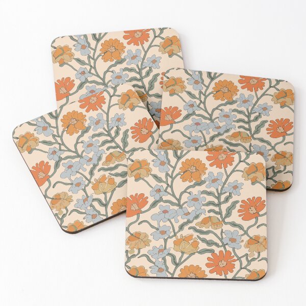 Item preview, Retro Floral Pattern in Pale Salmon Orange designed and sold by SamJanner.