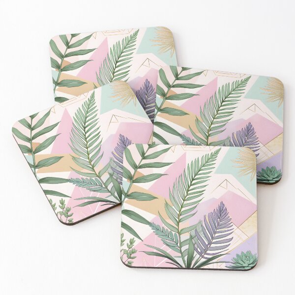 Item preview, Mid Century Botanical Retro Geometric Leaves  Florals  Violet,  Green  designed and sold by Prints and Lifestyle.