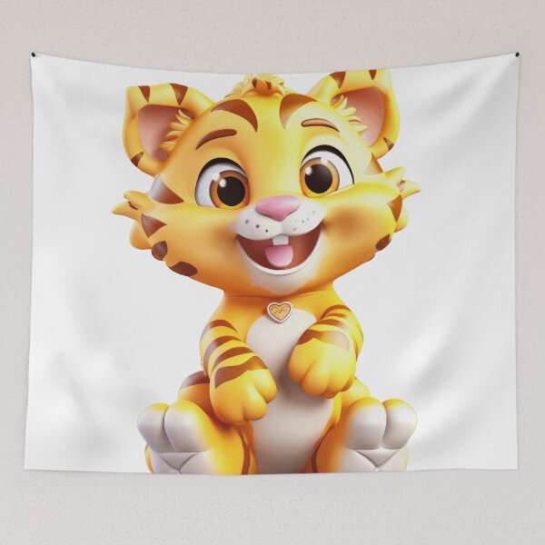 Item preview, Tiny Tiger's Cheerful Day - Cute Animal Art for Kids designed and sold by lematworks.