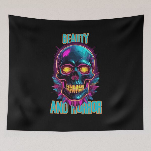 Item preview, colorful skull with feathers designed and sold by YolaShopOnline.