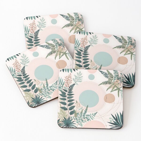 Item preview, Mid Century Botanical Retro Geometric Leaves  Florals  Peach,  Green  designed and sold by Prints and Lifestyle.
