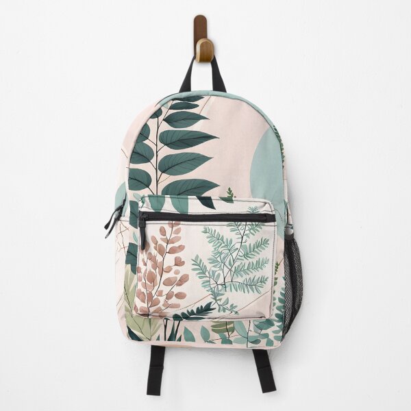 Item preview, Mid Century Botanical Retro Geometric Leaves Florals Peach, Green designed and sold by Prints and Lifestyle.
