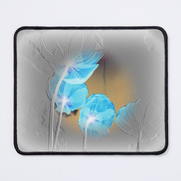 Item preview, Blue poppies negative photo, gray embossed pattern designed and sold by evadesignbubble.