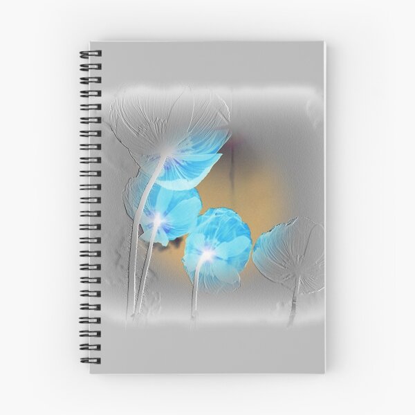 Item preview, Blue poppies negative photo, gray embossed pattern designed and sold by evadesignbubble.