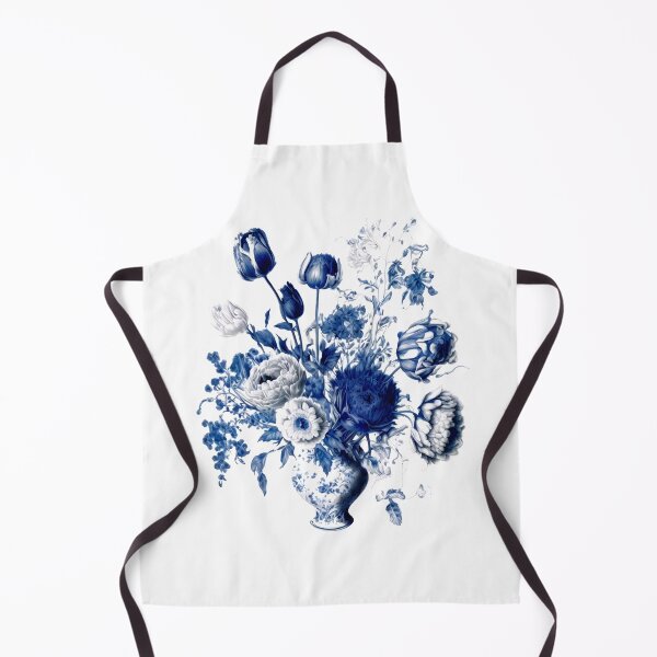 Item preview, Royal Dutch Delft Blue and White Flowers in vase designed and sold by Textured-art.