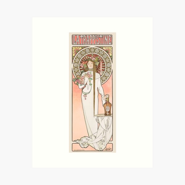Aperçu de l'œuvre La Trappistine, d'Alphonse Mucha. HAUTE DÉFINITION créée et vendue par MINDTHECHERRY.