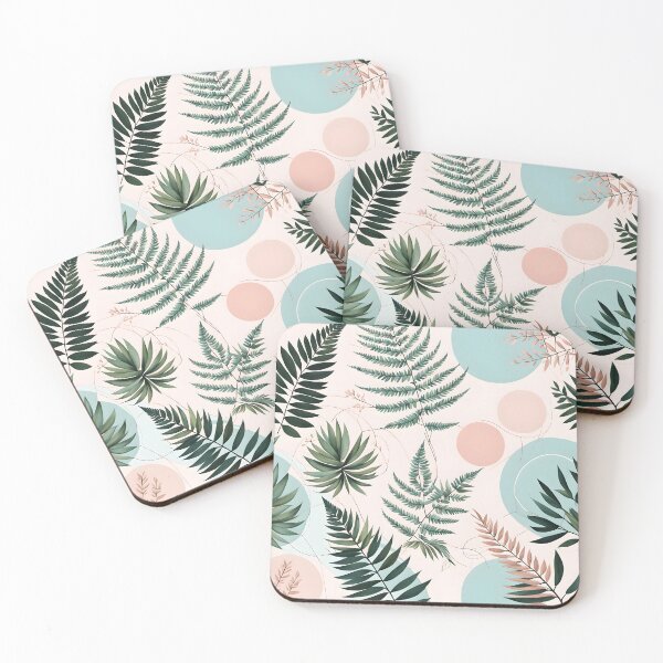 Item preview, Mid Century Botanical Retro Geometric Leaves  Florals  Peach,  Green  designed and sold by Prints and Lifestyle.